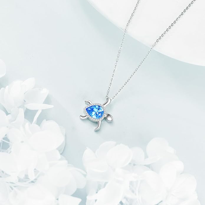TIGER RIDER Ocean Necklace Sterling Silver Starfish Pendant Necklace Cubic Zirconia Starfish Jewelry Birthday Gifts for Women Ocean Lovers