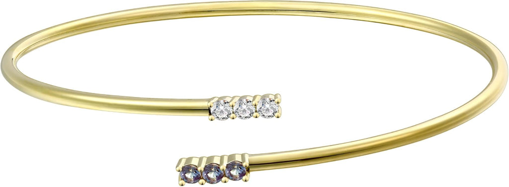 EcoGems Lab Grown Gemstone & Moissanite Bracelets – 14K White or Yellow Gold Plated Sterling Silver – Featuring Lab Grown Diamonds, Emeralds, Paraiba, Sapphire & Pearls – Sustainable Luxury Gift with Gift Box