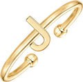PAVOI 14K Gold Plated Initial Letter Adjustable Ring for Women - Thin Initial Band - Dainty Fashion Jewelry Gifts