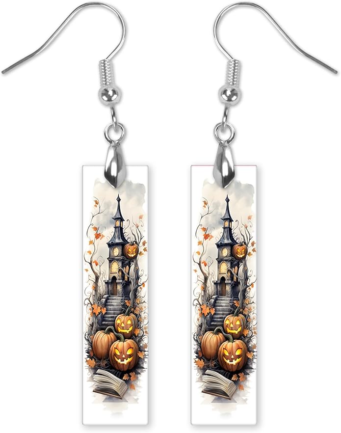 Earrings Handmade Bar Wood Earrings Light Weight Printed Image Dangle Earring Jewelry