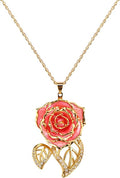 AliveRose Real Rose Gold Dipped Necklace Gifts for Women, 24K Gold Dipped Rose Pendant Necklace Jewelry Mothers Day Anniversaries Birthday Christmas Special Occasions Gifts for Her Mom Wife