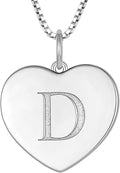 YL Initial Necklace 925 Sterling Silver Square/Round/Heart Letter Pendant A-Z Alphabet Polished Jewelry for Women