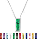 SUNFEEL Birthstone Necklace for Women, S925 Sterling Silver Necklaces with Square Cubic Zirconia Gemstone Necklace Women's Jewelry Anniversary Birthday Gifts for Women Mom Wife Her