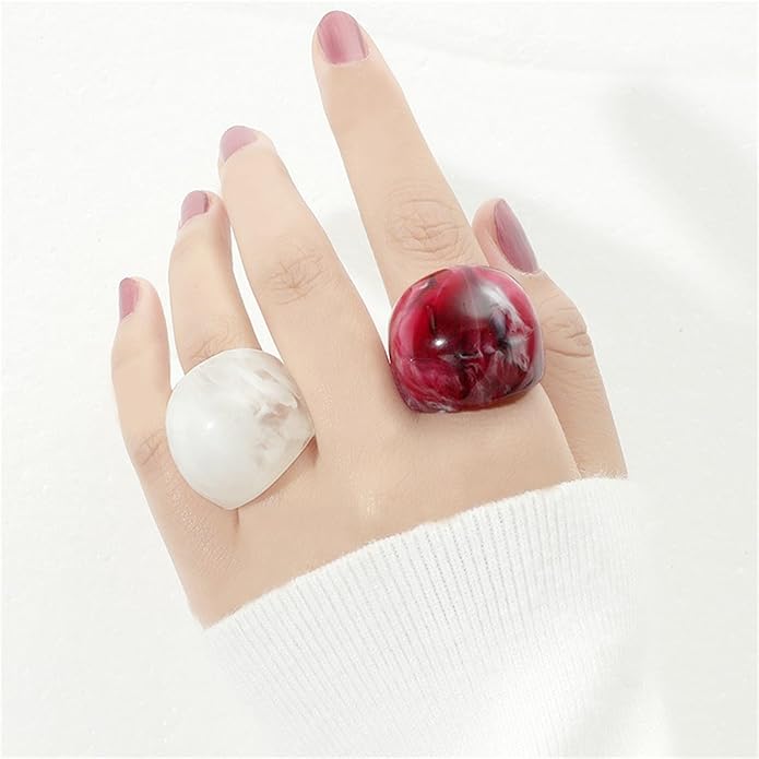 Multicolor Resin Chunky Rings for Women,Acrylic Plastic Rin Knuckle Finger Cute Trendy Aesthetic Y2k Statement Ring Vintage Simple Geometric Rings Jewelry