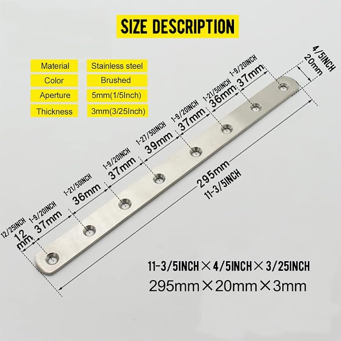 4Pcs Flat Mending Plate, Mending Joining Plates Repair Fixing Bracket Connector - Image 2