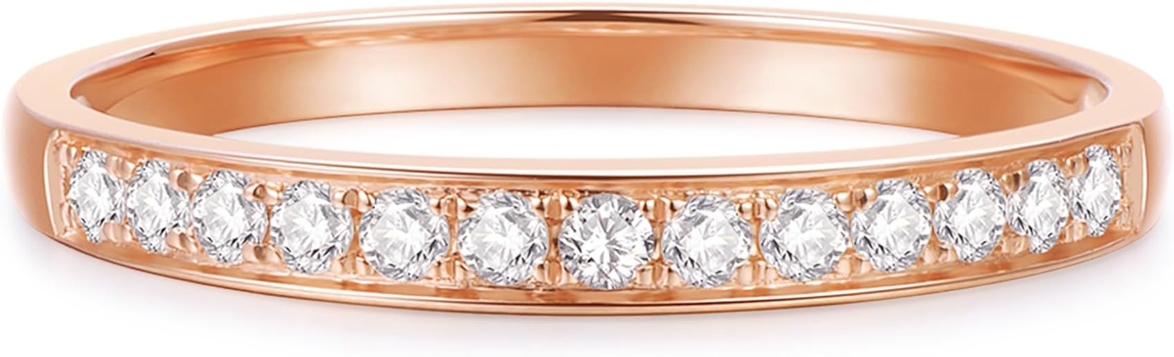14K Gold Moissanite Wedding Bands, Womens Wedding Band Ring, 2mm Stacking Rings, 14K Gold Moissanite Eternity Band