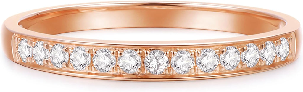 14K Gold Moissanite Wedding Bands, Womens Wedding Band Ring, 2mm Stacking Rings, 14K Gold Moissanite Eternity Band
