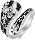 LOANGO Spoon Ring for Women 925 Sterling Silver Spoon Rings Adjustable Oxidized Vintage Thumb Rings Sunflower Hummingbird Butterfly Bee Cardinal Jewelry Gifts for Women Men