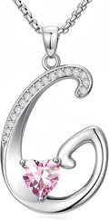 Valentines Day Gifts for Women Alphabet A to Z Initial Birthstone Pendant Necklaces for Women - 18k White Gold Plated Personalized Name Jewelry Valentine Mothers Day Birthday Gifts for Women Her Girlfriend