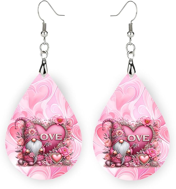 Teardrop Wood Earrings Light Weight Printed Image Dangle Jewelry, Fun and Funky