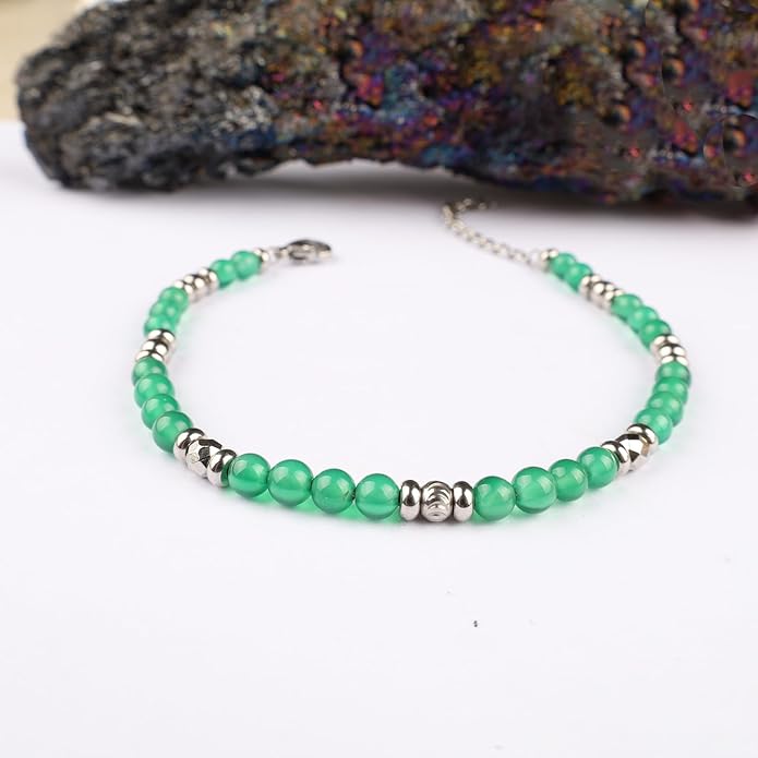 Natural Gem Stone Beaded Bracelets for Women Adjustable Stainless Steel Agate Lapis Tiger Eye Aventurine Rose Quartz