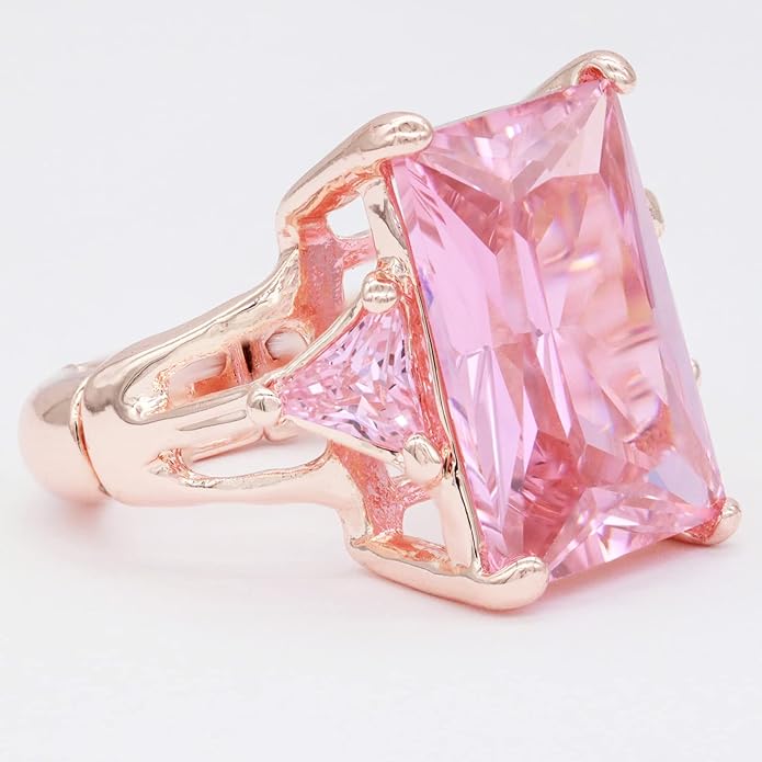 Lavencious Big Bold Radiant CZ Stones Stretch Rings for Women Size for 7-9