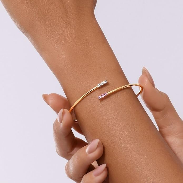 EcoGems Lab Grown Gemstone & Moissanite Bracelets – 14K White or Yellow Gold Plated Sterling Silver – Featuring Lab Grown Diamonds, Emeralds, Paraiba, Sapphire & Pearls – Sustainable Luxury Gift with Gift Box