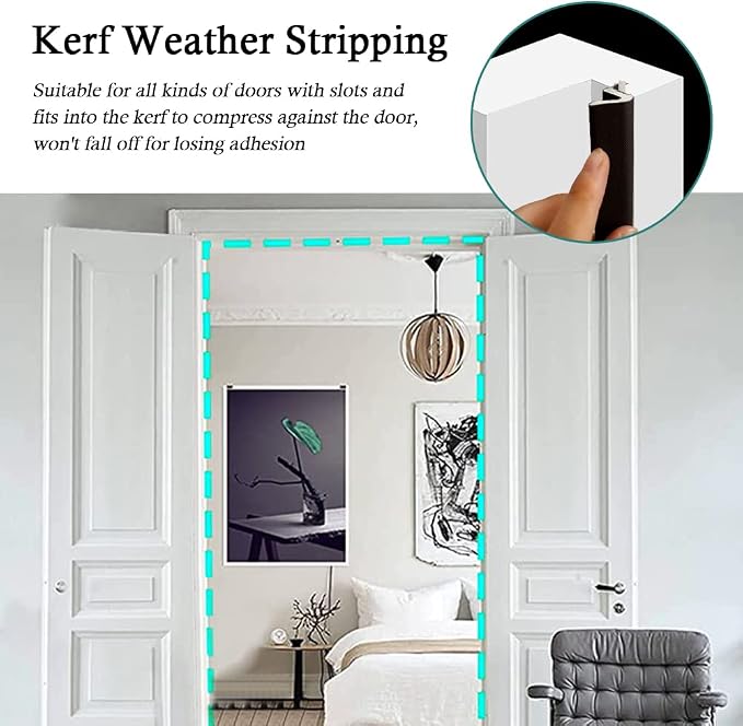 LSGCQ Kerf Weather Stripping for Door Seal Strip, 40 Ft, Front Door Seal Strip - Image 6