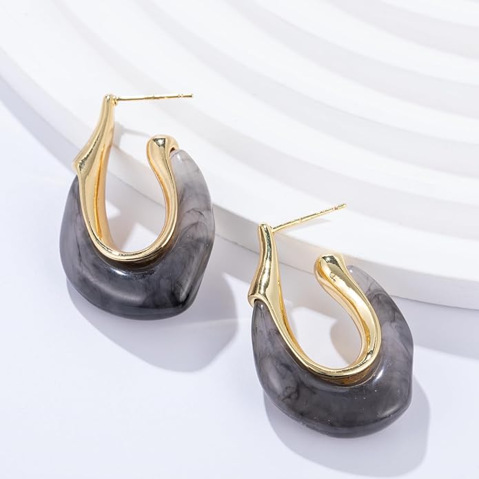 Acrylic Hoop Earrings Chunky Huggie Statement Vintage Earrings Cute Resin Drop Earring Trendy Jewelry Gifts for Women