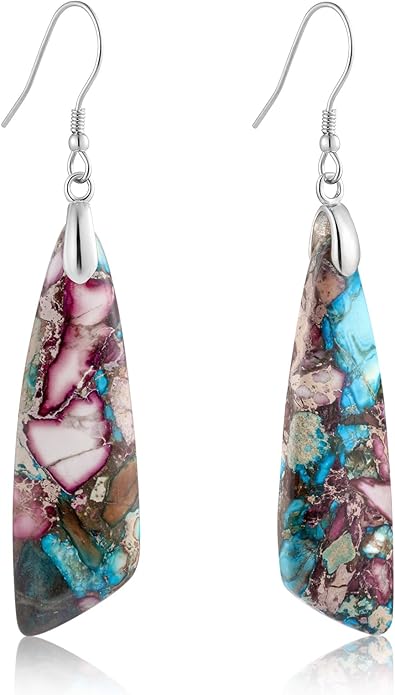 SELOVO Jasper Stone Earrings for Women Trendy Dangle Earrings Fishhook Drop Earrings