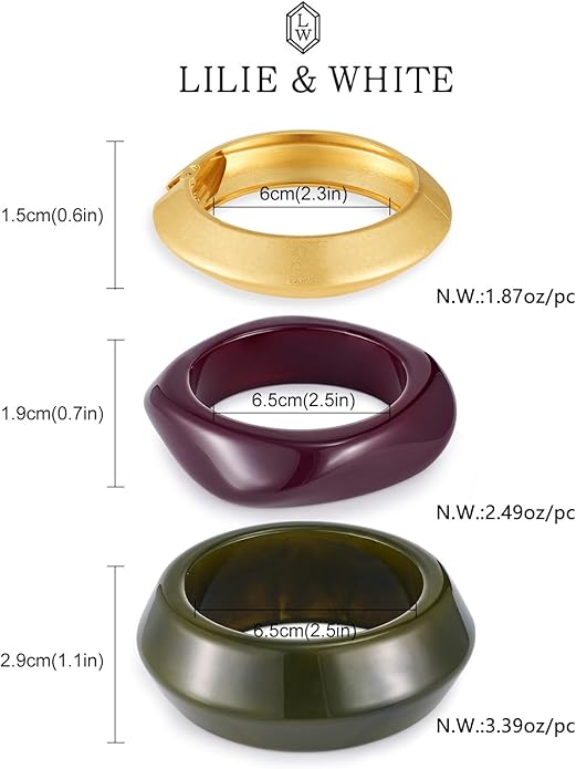 LILIE&WHITE Colorful Acrylic Bangle Bracelets For Women Resin Bangles Chic Vintage Gold Bracelet Chunky Bracelets Jewelry Gift