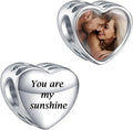 Annmors Personalized Photo Charms For Bracelets/Necklace 925 Sterling Silver Love Heart Shaped Engraved Customize Picture Gift for Birthday Mother's Day,Bead Charms Jewelry for Women
