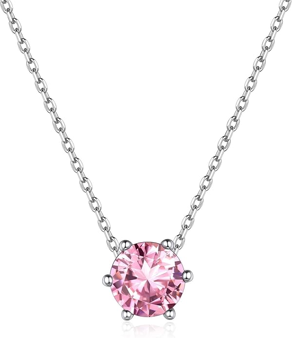 ChicSilver 925 Sterling Silver 12 Months Sparkling Round Cut Created Birthstone Pendant Necklace, 16 Inch Rolo Chain