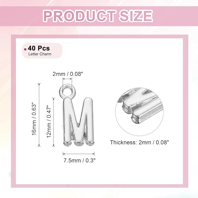 uxcell Letter Charm, Alloy Letter Initial Alphabet Charm for DIY Crafts Jewelry Making Bracelet Earrings Necklace