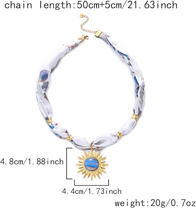 RINHOO FRIENDSHIP Silk Scarf Necklace for Women - Adjustable Boho Vintage Bandana Choker with 18K Non-Tarnish Gold Charms (Assorted Pendants & Patterns) Layered Jewelry Gift Box
