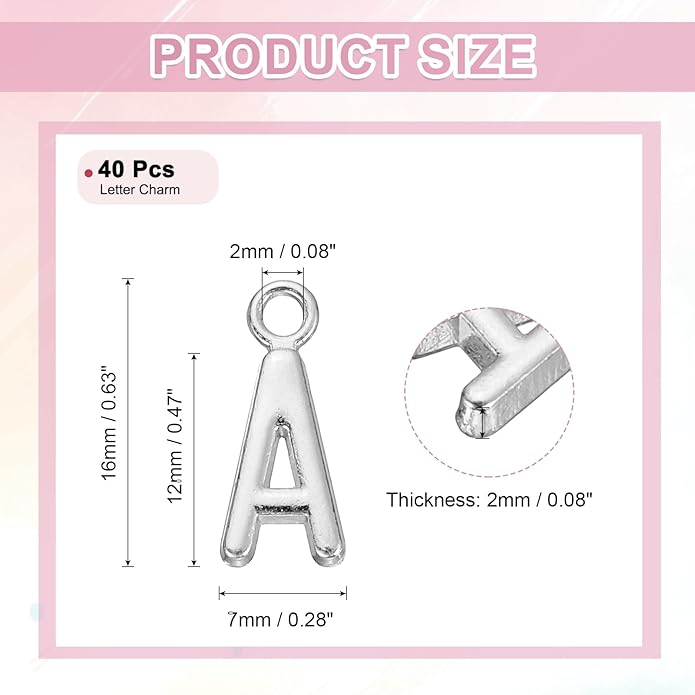 uxcell Letter Charm, Alloy Letter Initial Alphabet Charm for DIY Crafts Jewelry Making Bracelet Earrings Necklace