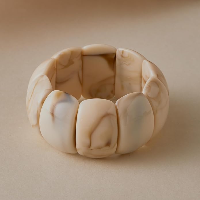3 PCS Acrylic Resin Bracelet for Women Irregular Geometric Cuff Wide Wristband Bangles Trendy Chunky Resin Stackable Stretch Bracelet Jewelry Set