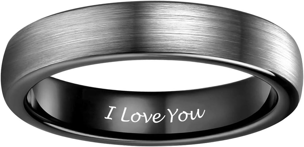 TRUMIUM 4mm 6mm 8mm Tungsten Rings for Men Women Engagement Wedding Band Brushed Black Comfort Fit Size 4-15
