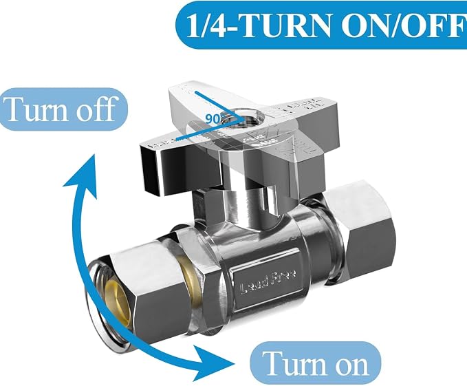 WiseWater Straight Stop Valve 3/8" FEM x 3/8" Compression | 1/4 Turn Chrome - Image 3