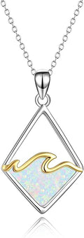 YAFEINI Sterling Silver Ocean Wave Necklace Abalone Shell Wave Pendant Ocean Jewelry Beach Gifts for Women (Abalone shell)