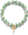 Beads Bow Charm Bracelet for Women Flower Vintage Bracelet Handmade Stretch Beaded Dainty Romantic Jewelry Gifts