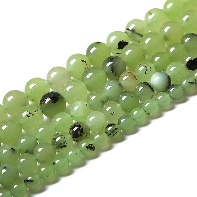 32pcs 12mm Natural Prehnite Jade Stone Round Loose Spacer Beads for DIY Jewelry Making Necklaces Bracelets Healing Energy Beads (12mm, Prehnite Jade)