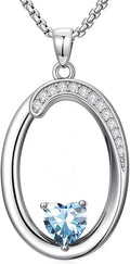 Valentines Day Gifts for Women Alphabet A to Z Initial Birthstone Pendant Necklaces for Women - 18k White Gold Plated Personalized Name Jewelry Valentine Mothers Day Birthday Gifts for Women Her Girlfriend