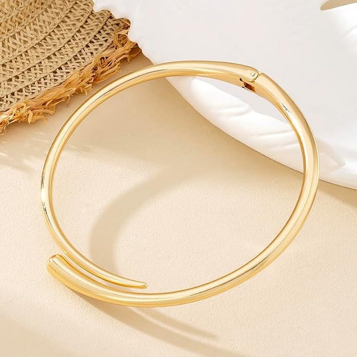 Chunky Gold Statement Necklace for Women - Thick Collar Choker Necklace, Bold Fashion Jewelry for Women