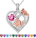 Iefil Valentines Day Gifts for Her - 925 Sterling Silver Birthstone Heart Necklace for Women, Anniversary Birthday Gifts for Wife Girlfriend Mom