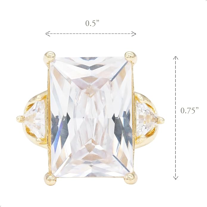 Lavencious Big Bold Radiant CZ Stones Stretch Rings for Women Size for 7-9