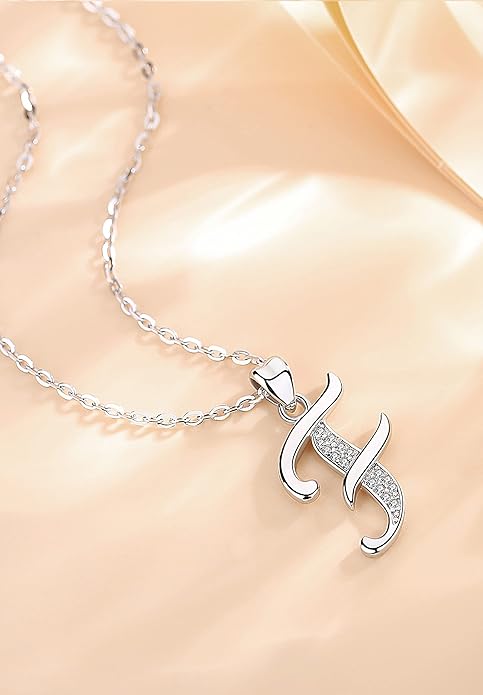 AEONSLOVE 925 Sterling Silver Initial Necklaces for Women, 26 Letters Pendants Necklace Gift for Mother, Daughter, Wife, 18 Inch Chain