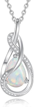 FANCIME TimelessTie Birthstone Necklace for Women White Gold Plated Sterling Silver Ribbon Design Jewelry Knot Pendant Fine Jewelry Gemstone Birthday Graduation Anniversary Valentines Day Gifts for Women Wife Mother Her