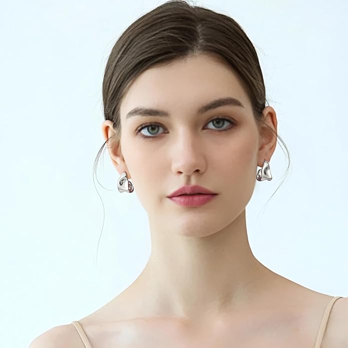 Gacimy Chunky Earrings for Women, Teardrop Earrings with 925 Sterling Silver Post, 14K Gold Plated Statement Drop for Women