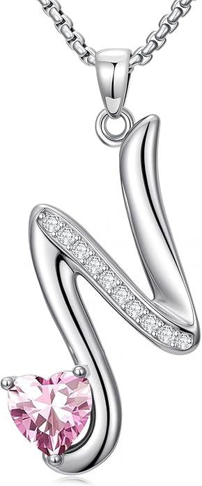 Valentines Day Gifts for Women Alphabet A to Z Initial Birthstone Pendant Necklaces for Women - 18k White Gold Plated Personalized Name Jewelry Valentine Mothers Day Birthday Gifts for Women Her Girlfriend