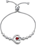 AGVANA Valentines Day Gifts Heart Birthstone Bracelets for Women Sterling Silver Genuine or Created Gemstone Tennis Bracelet Infinity Love Jewelry Anniversary Birthday Gifts for Wife Mom Women