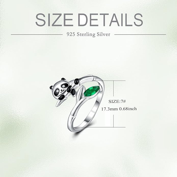 POPLYKE Frog/Wolf/Dragonfly/Hummingbird/Fox/Elephant/Panda/Red Panda/Angel Wings Rings for Women Men 925 Sterling Silver Anxiety Rings Open Rings Jewelry