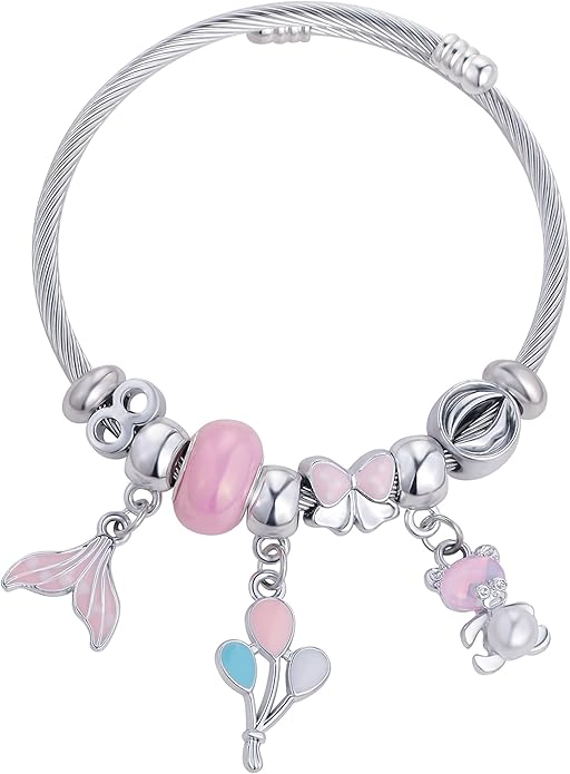 Charm Bracelets for Girls Cute Cartoon Friendship Bracelets Adjustable Bangle Gifts for Girls DIY Jewelry