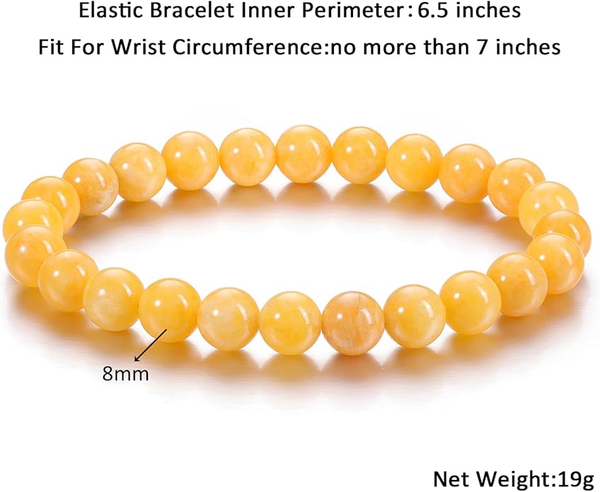 Jovivi Crystal Bracelets for Women Men - 8mm Handmade Natural Semi Precious Gemstone Beaded Bracelets, Round Stone Beads Stretch Bracelet, Healing Yoga Bracelets Jewelry Gifts