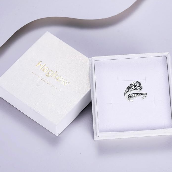 Spoon Ring for Women 925 Sterling Silver Hummingbird Ring Vintage Antique Spoon Rings Hummingbird Jewelry Adjustable Rings for Women