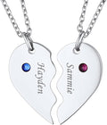 FindChic Personalized Matching BFF Necklace for 2/3/4/5/6 Puzzle Name Heart Pendant Stainless Steel Couple Necklace Set Customized Necklaces for Teen Girls