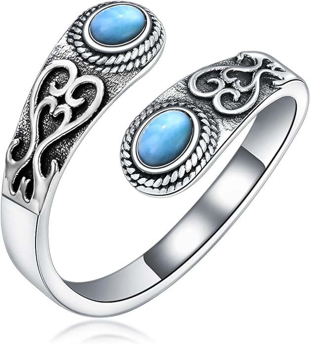 Midari Sun and Moon/Bee/Celtic/Life of Tree/Lotus Spoon Ring for Women 925 Sterling Silver Adjustable Ring Open Ring for Women Men Halloween Birthday Gift