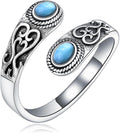 Midari Sun and Moon/Bee/Celtic/Life of Tree/Lotus Spoon Ring for Women 925 Sterling Silver Adjustable Ring Open Ring for Women Men Halloween Birthday Gift