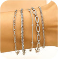 wgoud Dainty Gold Chain Bracelets, 14K Real Gold Plated Link Bracelets for Women, Trendy Stackable Bracelet Set, Waterproof Adjustable