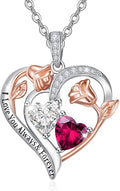 Valentine's Day Gifts for Wife 925 Sterling Silver Double Birthstone Pendant Necklaces I Love You for Always and Forever Necklace Anniversary Birthday Gifts for Wife Girlfriend Mom Her